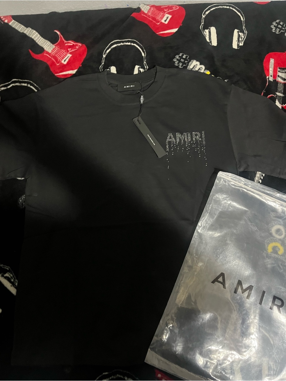 AMIRI Black Kids Short Sleeve Logo Drip Tee